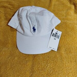 Ralph Lauren White Cap with Blue Logo